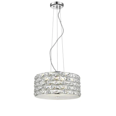 Image of Aruba 4 Light LED Chrome Crystal Pendant Ceiling