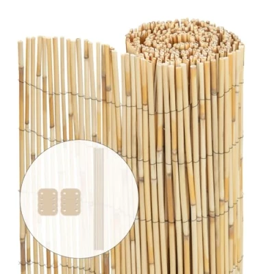 Image of VOUNOT Natural Peeled Reed Fence 100x300cm Privacy Screen Roll with Fixing Clips Garden Panel for Outdoor Patio Balcony Wind/Sun Protection