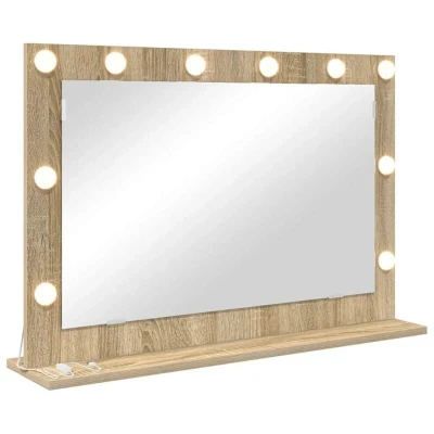 Image of vidaXL Vanity Mirror Sonoma oak Engineered wood, Glass 80 x 55 18 cm