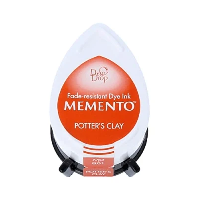 Image of Tsukineko Memento Dew Drop Ink Pads for Stamping Red, Potters Clay Small Translucent Waterproof, Archival Embossing