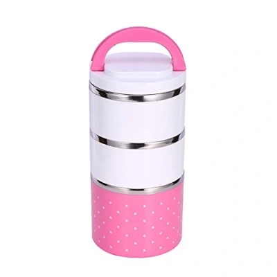 Image of Insulation Thermal Lunch Box Bento Box, 1/2/3 Layers Portable Insulated Thermo Stainless Steel Isolated Food Container Leakproof Stackable with Handle for Men Women Kids School Office