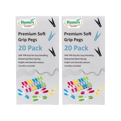 Image of 40 x Premium Soft Grip Clothes Pegs Strong Plastic Laundry for Washing Line Assorted Bright Colours