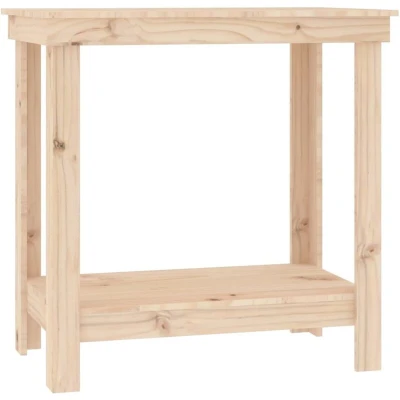 Image of &#039;vidaXL Solid Pine Garage Work Bench with Storage Shelf Sturdy Wooden Working Table Brown&#039;