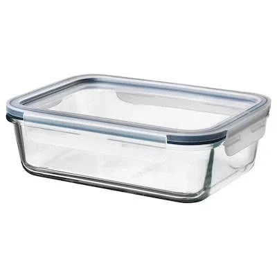 Image of I K E A 3X Food Container with lid, Rectangular Glass/plastic1.0 l + Free finchley Refill Pen