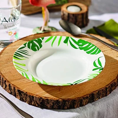 Image of Jungle Fever 18pc Opal Glass Flower Dinner Set Dinnerware Tableware (6 Soup Bowls)