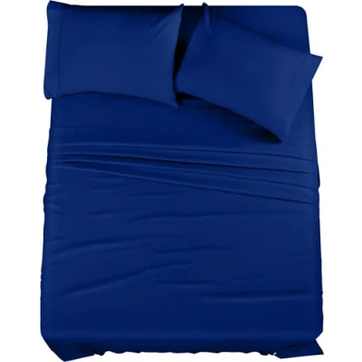 Image of Utopia Bedding Queen Bed Sheets Set 4 Piece Brushed Microfiber Shrinkage and Fade Resistant Easy Care (Queen, Royal Blue)