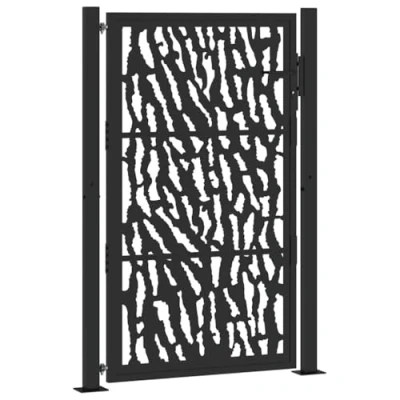 Image of vidaXL garden gate black steel trace design 105x155cm