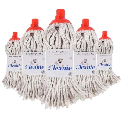 Image of Mr Cleanie Cotton String Cord Floor Mop Replacement Head Refill for Household Cleaning Kitchen Bathroom 5 Pack