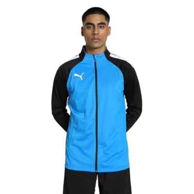 Image of puma Men&#039;s teamLIGA Training Jacket, Electric Blue Lemonade Black, size: L