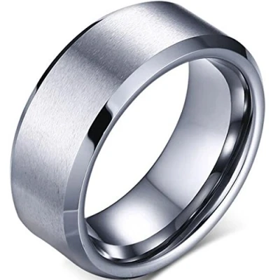 Image of JUDE 8mm Stainless Matte Brushed Classical Simple Plain Wedding Band Ring (Silver, L)