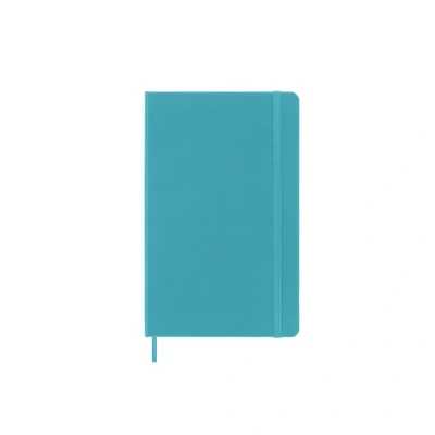 Image of Moleskine Classic Ruled Paper Notebook, Hard Cover and Elastic Closure Journal, Color Reef Blue, Size Extra Large 19 x 25 cm, 192 Pages