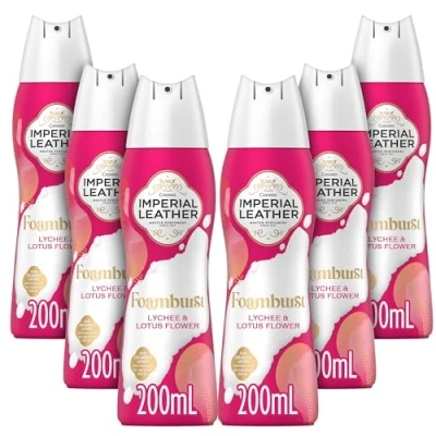 Image of Imperial Leather Foamburst Nourishing Shower Gel, Lychee &amp; Lotus Flower Body Wash, Luxurious Foam Lather, Gentle Skin Care, Bulk Buy, Pack of 6 x 200ml