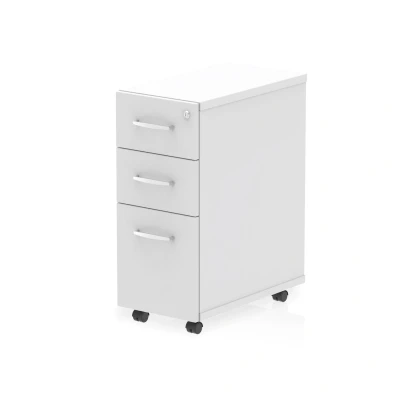 Image of Impulse 3 Drawer Narrow Under Desk Pedestal White I001655