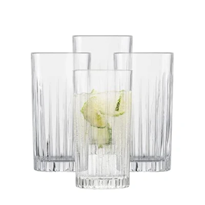 Image of Schott Zwiesel Stage 121880 Long Drink Glass Set of 4 Crystal Glasses for Drinks with Relief Dishwasher Safe