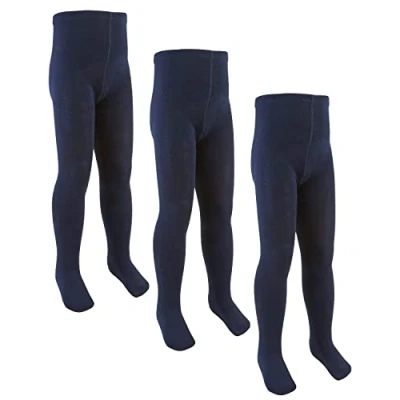 Image of Undercover 3 Pairs of Girls Cotton Rich Knitted Tights Navy 4