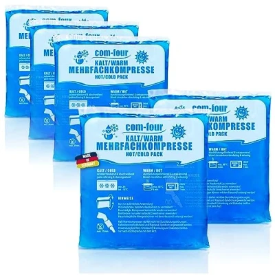 Image of com four® 5x Multiple compress Cold and warm compresses Ice packs suitable for microwaves sports injuries, 14 x 13 cm Made in Germany (05 pieces medium)