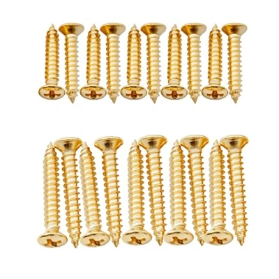 Image of Musiclily Ultra 2.5x15mm and 2.5x18mm Stainless Steel Countersunk Mounting Screws Set for Electric Guitar Bass Humbucker Pickup Ring, Gold (Set of 20)