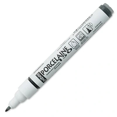 Image of Pebeo 21009 1 Piece Porcelaine 150 China Paint Fine Tip Marker, Anthracite Black,Anthracite Black