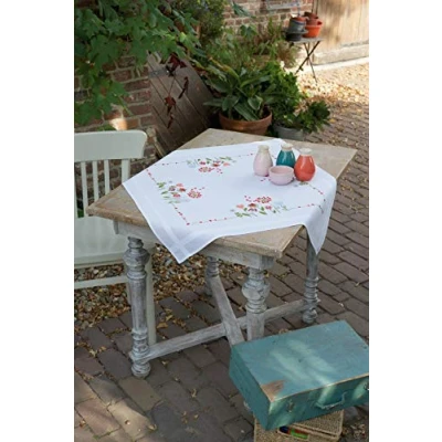 Image of Vervaco Printed Tablecloth Embroidery Kit, Cotton, Multicoloured, ca. 80 x cm / 32&quot;