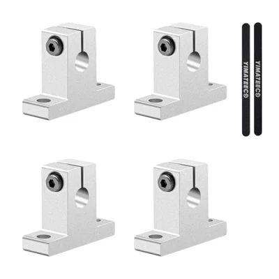 Image of YIMATEECO Linear Rail Limit Fixing Guide Support, 4 Pack SK16 Aluminum Alloy Shaft Support Bracket Mount Block Stopper, Vertical Optical Axis for 16mm Motion (SK16)
