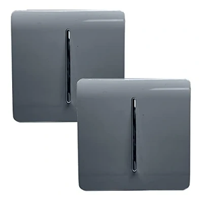 Image of Trendi 1 Gang 2 Way Artistic Modern Glossy 10 Amp Rocker Tactile Light Switch Warm Grey (2 Pack)