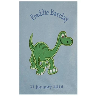 Image of ARLO The Good Dinosaur Personalised and Embroidered Super Soft Fleece Baby Blanket (Blue Blanket)