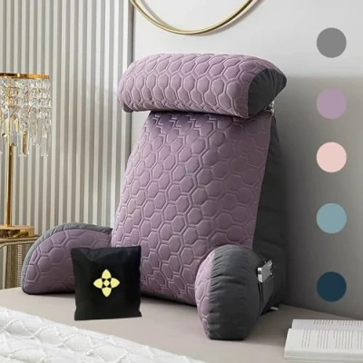 Image of CCTSA Therapeutic Back Support Reading Pillow for Bed, Pillow/Lumbar Cushion with Armrest, Bed Seat Relax Washable Cover and Pouch, Great as Backrest Books or Gaming