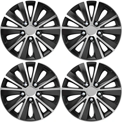 Image of Versaco Car Wheel Trims RAPIDENCBS16 Black/Silver 16 Inch 10 Spoke Boxed Set of 4 Hubcaps Includes Fittings/Instructions