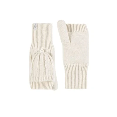 Image of Women&#039;s 1 Pair SOCKSHOP Heat Holders Ash Cable Knit Converter Mittens Cream One Size