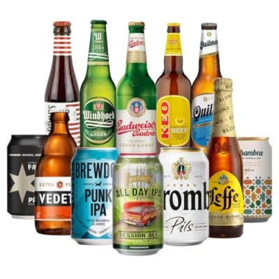 Image of World Craft Beer Mixed Case Pale Ale, IPA &amp; Lager w/ Beerhunter Glass (12Pk) Gifts for Men and Women, Gift Set, Birthday Beer, Beers