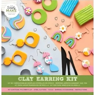 Image of Simply Make Your Own Clay Earring, Multicoloured, Single Craft Kit Set, DIY, Art and Crafts, Wax, Unique Gift