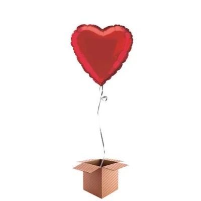 Image of PARTYRAMA.CO.UK Red Heart Foil Balloon Inflated in a Box