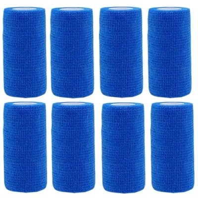 Image of 8 Rolls Self Adhesive Bandage Warp 4 inch Adherent Cohesive Bandages, 10cm x 4.5m Elastic Breathable for Finger, Sports and Stretch Athletic,Pet Vet Wrap Horse
