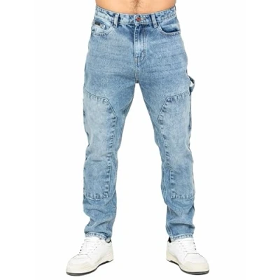 Image of 989Zé ENZO Mens Carpenter Jeans Cotton Casual Regular Fit Denim Pants MJ14 Light Blue 38W / 32L