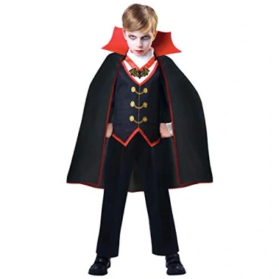 Image of Amscan 9904767 Kids Count Dracula Vampire Halloween Fancy Dress Costume Age 4 6 Years