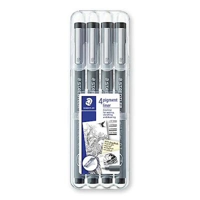 Image of STAEDTLER ‎308 WP4 Pigment Liner Pens with Assorted Line Width Black (Set of 4)