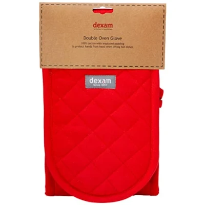 Image of Dexam 16150341 Love Colour Double Oven Glove Scarlet, Red, 78x 18