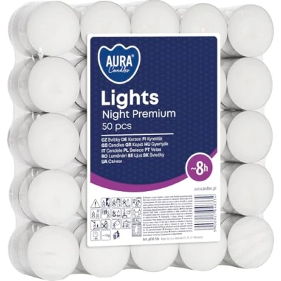 Image of 8 Hour Tea Lights, Pack of 50. European Quality. The London Candle Company., White