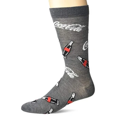 Image of Coca Cola Men&#039;s Single Crew Socks Casual, Grey Multi, 9 13 UK