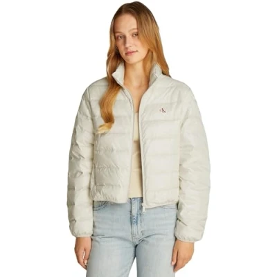 Image of Calvin Klein Jeans Shine Puffer Down jacket, Women&#039;s, Size: Medium, Ivory