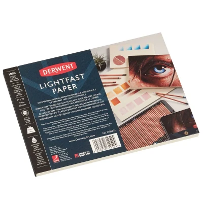 Image of Derwent Lightfast Paper Pad 7 x 10 Inches, 300gsm, 20 Sheets, Smooth Hot Pressed Surface, Acid Free, Ideal For Fine Art Drawing &amp; Colouring, Professional Quality, 2305831
