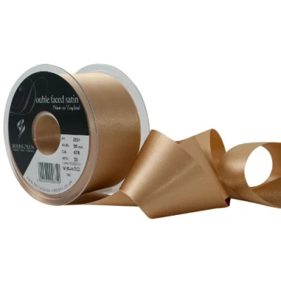 Image of Berisfords 3501 Double Satin Ribbon, Honey Gold, 50 mm