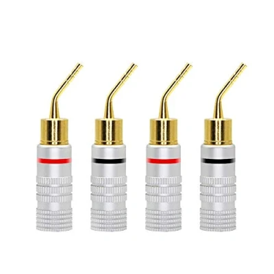 Image of CERRXIAN Gold Plated 2mm Banana Plug Screw Type Audio Speaker Pin Plugs Cable Connector Adapter(4pcs)