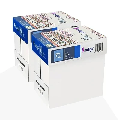 Image of indigo Excellent Copy Paper A4 White Box of 5 Reams Bright Premium Office Printing and Copying 2500 Sheets (80 GSM) 2 Boxes