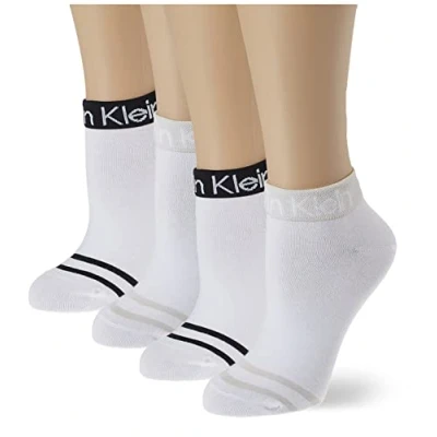 Image of Calvin Klein Underwear Quarter 4 Socks, Women&#039;s, Size: One Size, White
