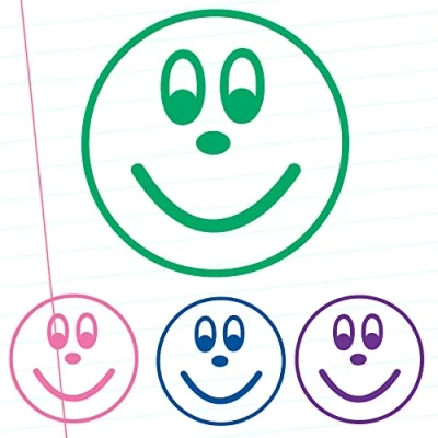 Image of Smiley Face Teacher Stamp Pink Ink. Quality, Self Inking School Stamps^*