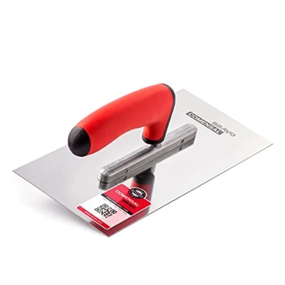 Image of COMENSAL Plastering Trowel 5.1&quot; Plasterers Finishing Stainless Steel Non Slip Soft Grip Made in EU 270x130 mm