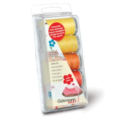 Image of Gutermann Thread Set: Machine Emb. Cotton 30 Yellow/Red, 100%, Yellows/Reds
