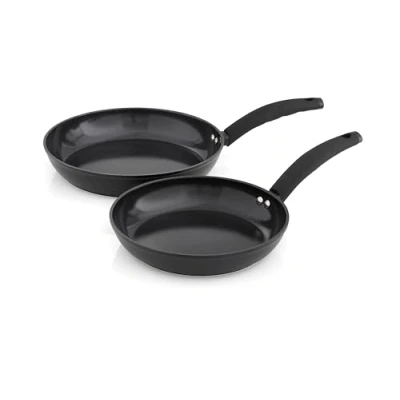 Image of Swan SWPS2021BLKN Stealth 2 Piece Forged Aluminium Frying Pan Set with 5X Stronger Toxin Free Ceramic Coating, 24/28cm Pans, Induction Compatible, Black