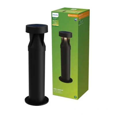 Image of Philips LED solar pedestal light Avery, black, IP44